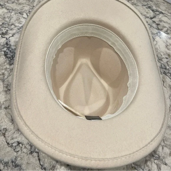 Ivory Western Hat with Silver Concho Band,Polyester Cotton blend, adjustable - Picture 11 of 14